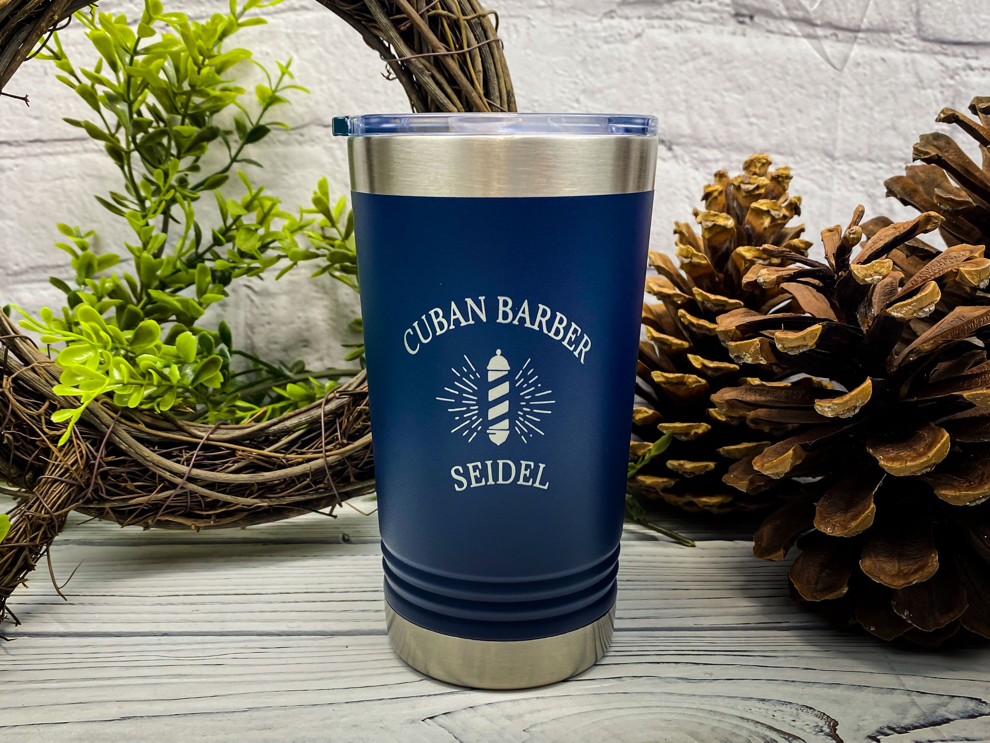 Engravefied, Laser Engraved, 16 oz Pint, personalized gift, Navy Blue