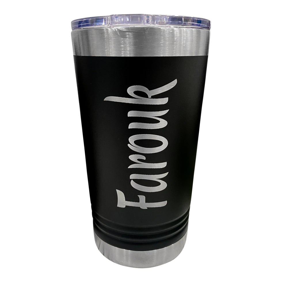 Engravefied, Laser Engraved, 16 oz Pint, personalized gift, Black