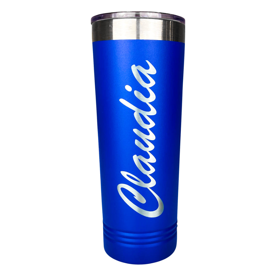 Engravefied, Laser Engraved, 22 oz Skinny Tumbler, personalized gift, Blue