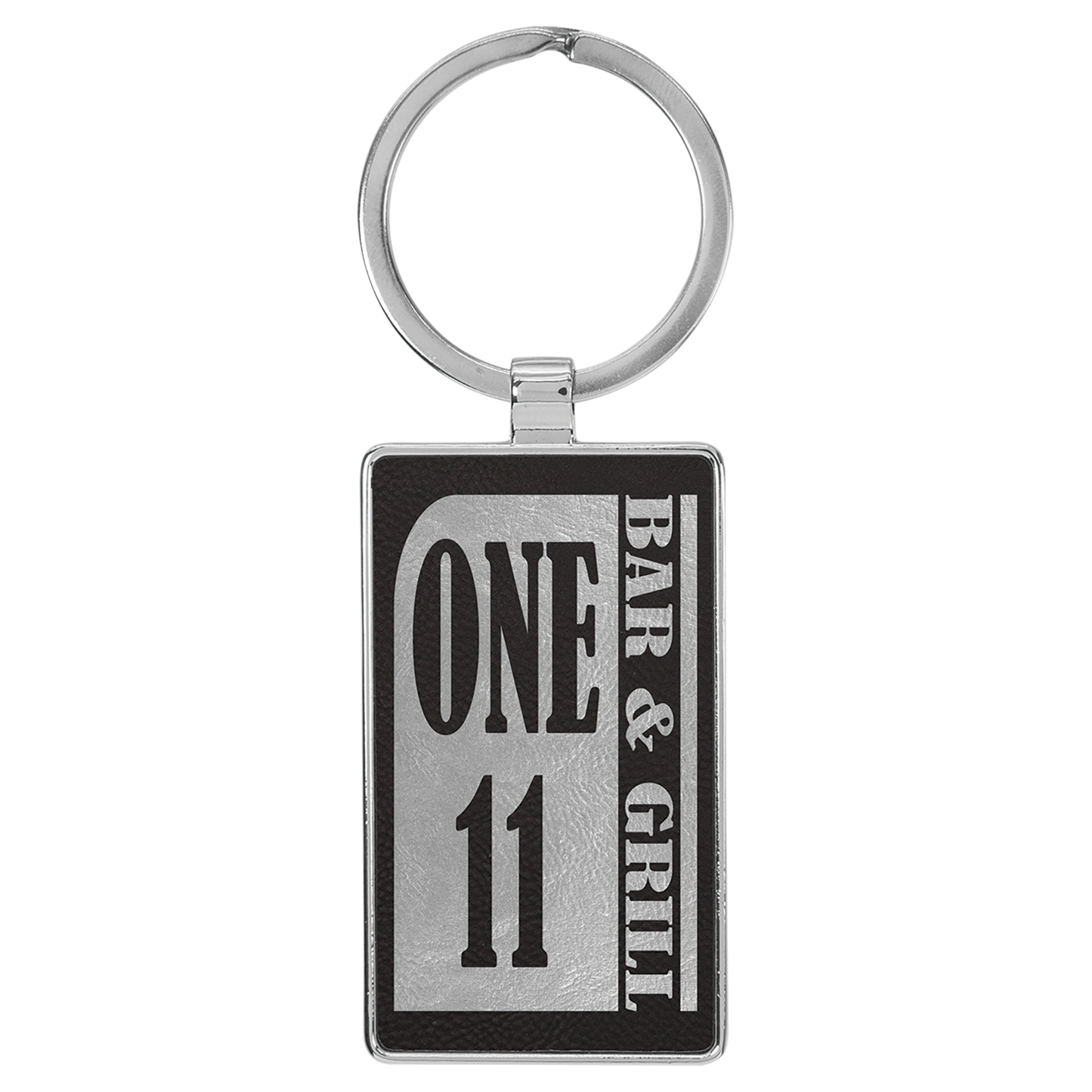 Black Personalized Leatherette Keychain